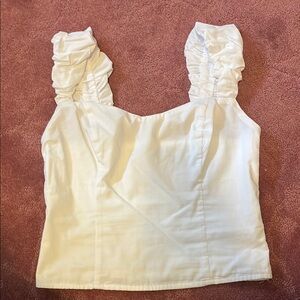 Abercrombie & Fitch White Ruffled Women's Tank Top